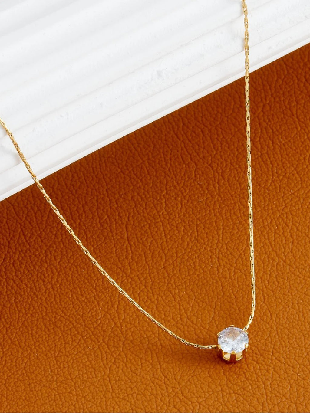 Gold Zircon Pendant Necklace