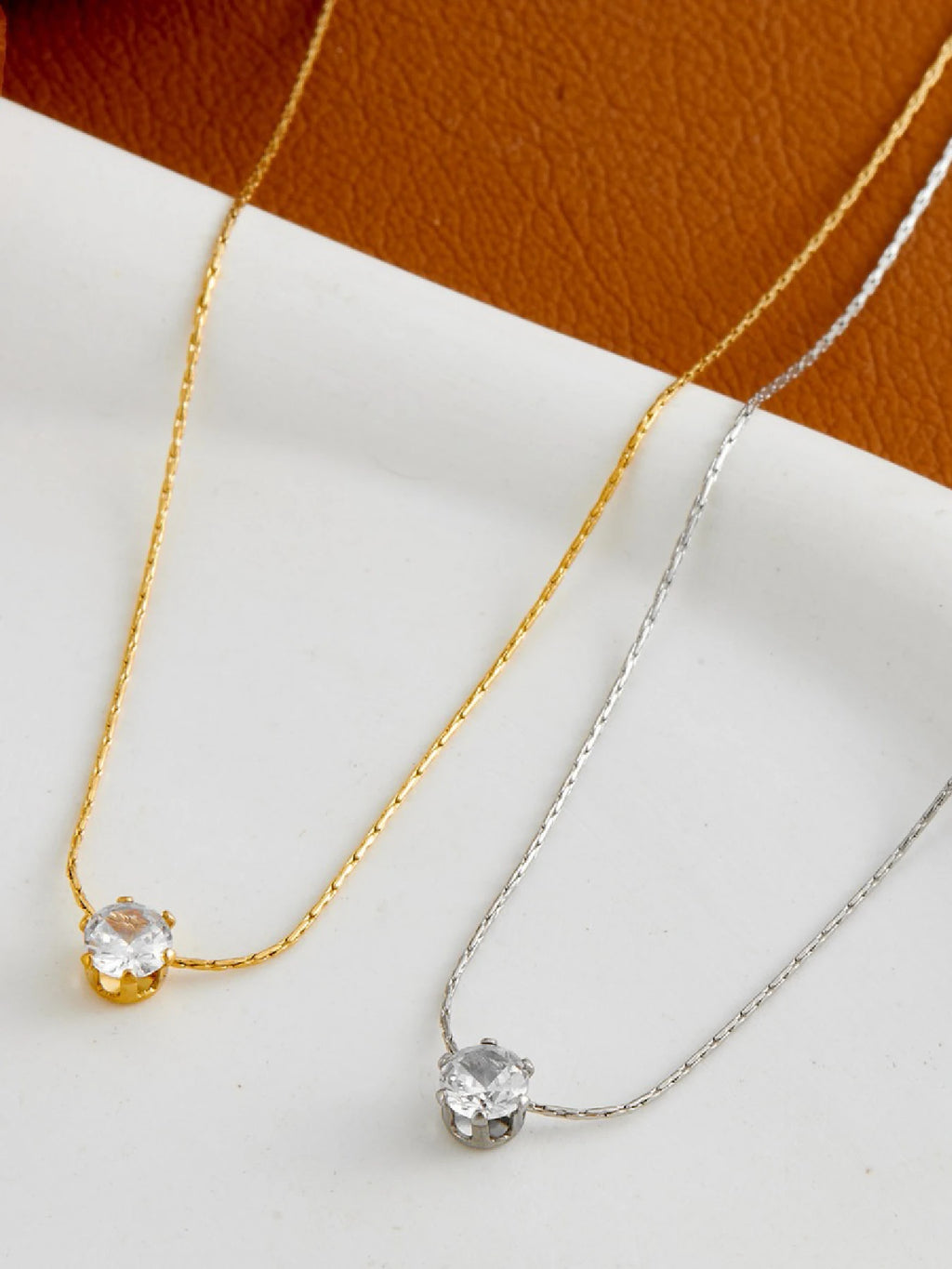 Gold Zircon Pendant Necklace