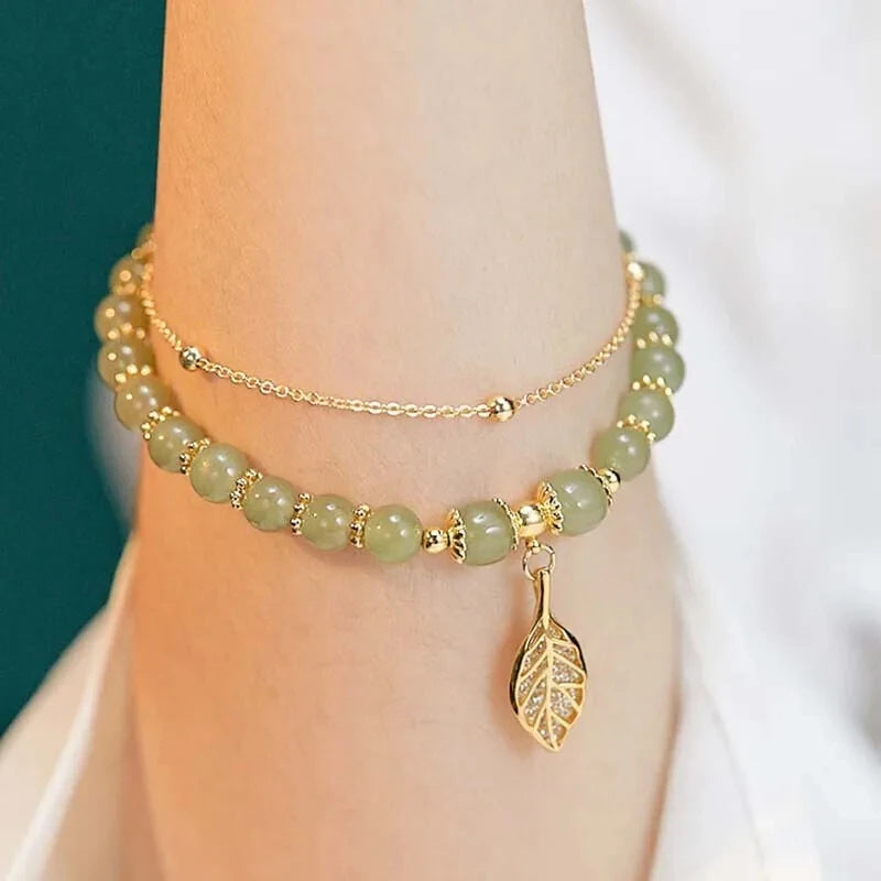 Aura Jade Leaf Bangle