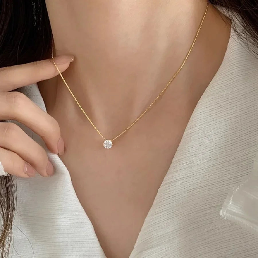 Gold Zircon Pendant Necklace