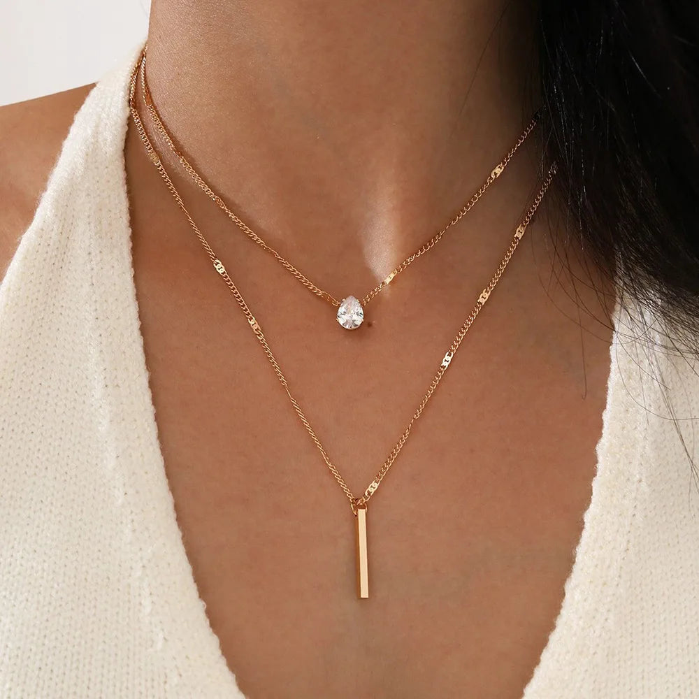 Layered Zircon Heart Necklace