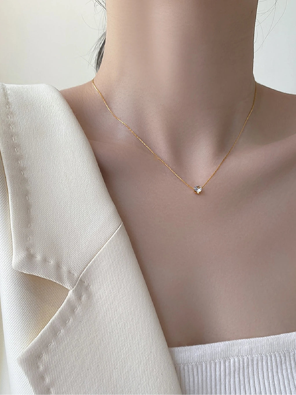 Gold Zircon Pendant Necklace